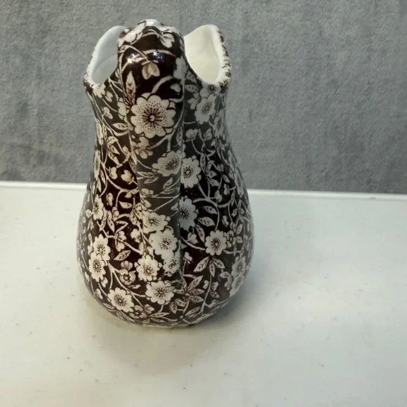 Vintage Royal Crownford Ironstone Pitcher BrownFloral Calico England Collector